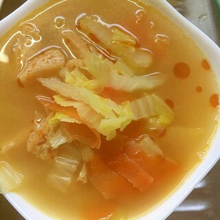 油揚げと人参と白菜の中華スープ